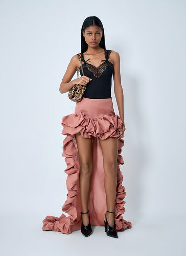 Silk Ruffle Skirt Saint Laurent Silk Ruffle Skirt Burgundy sla0261017