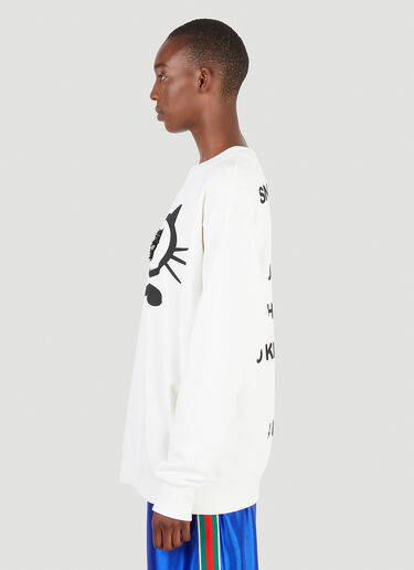 Gucci GG Kitten Logo Sweatshirt White guc0245056
