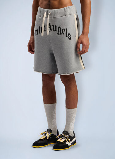 Curved Logo Track Shorts Palm Angels Curved Logo Track Shorts Grey pma0162023