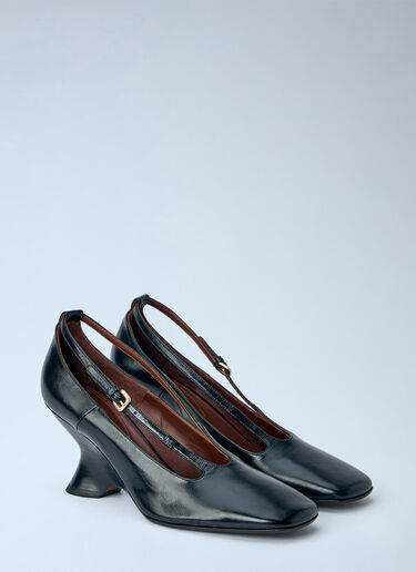 LN-CC® - Dries Van Noten: Leather Wedge Pumps - Black Dries Van Noten Leather Wedge Pumps Black dvn0265033