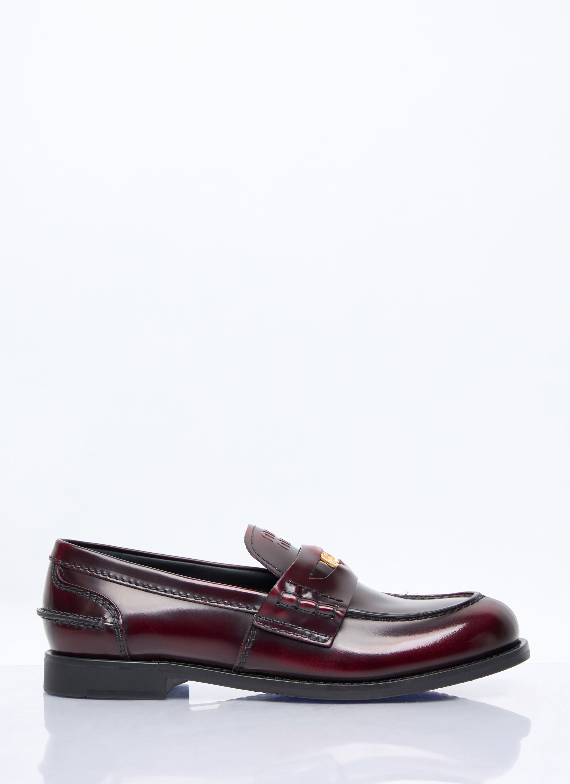 Miu Miu burgundy Leather Penny Loafers