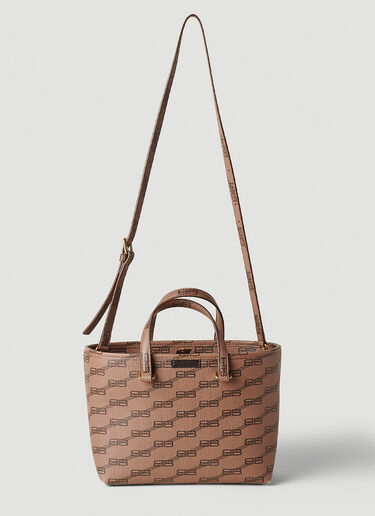 Balenciaga Signature Monogram Shopper Tote Bag Brown bal0251077
