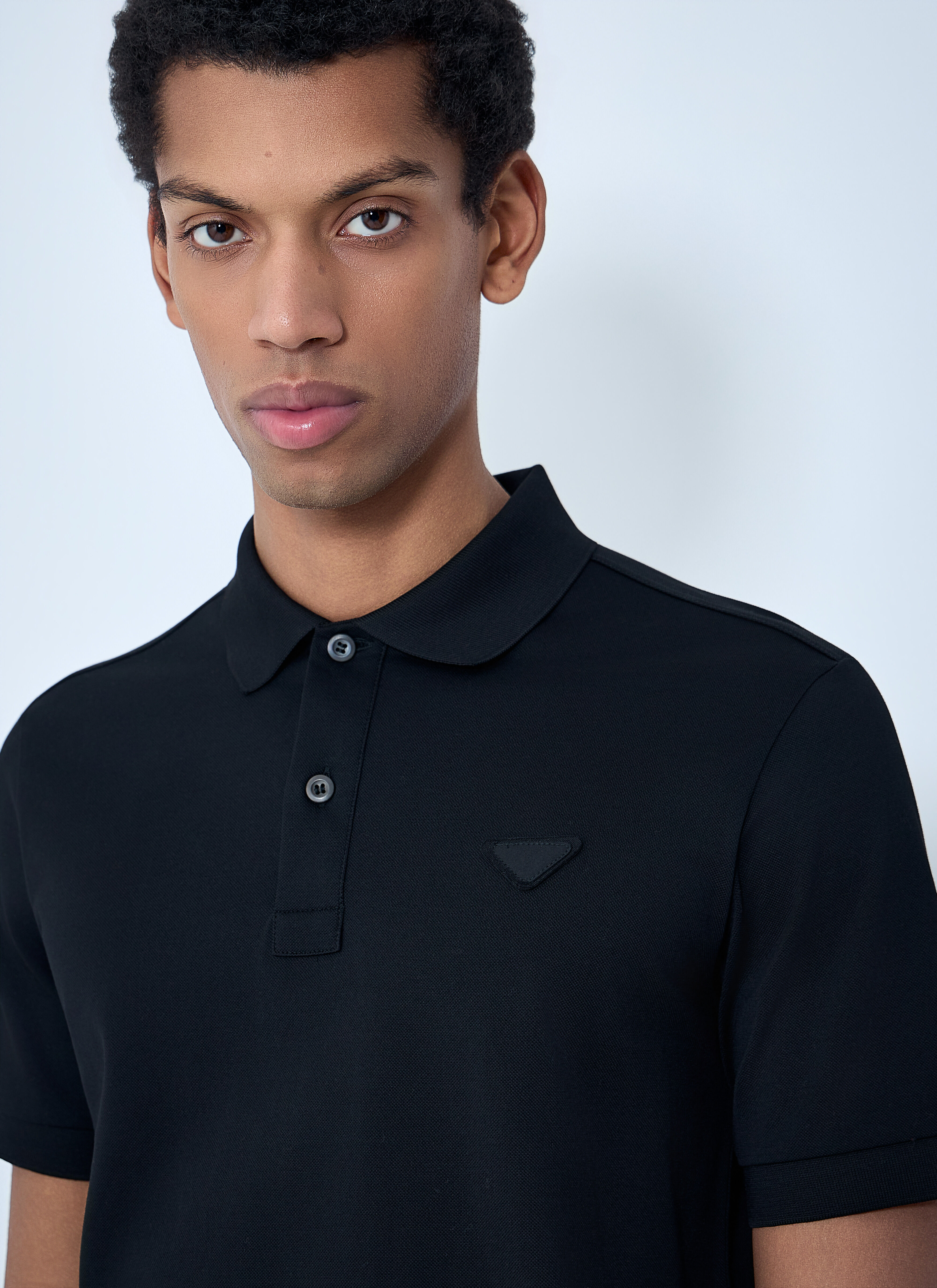 Prada Men's' Logo Motif Polo Shirt in Black | LN-CC®