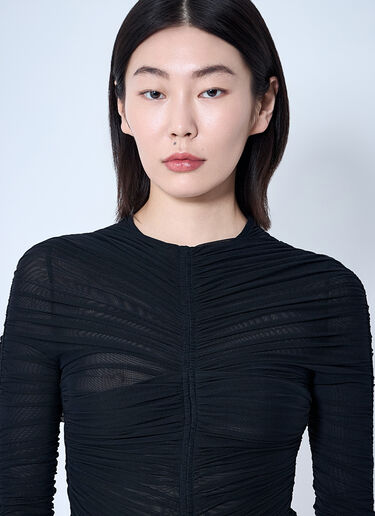 Mugler Ruched Mesh Bodysuit Black mug0259004