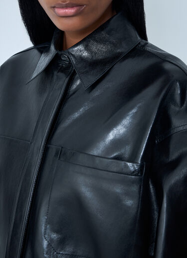 Leather Overshirt Jacket Sportmax Leather Overshirt Jacket Black spx0262012