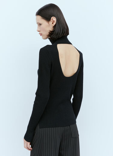 GANNI Open Back Wool Sweater Black gan0254012