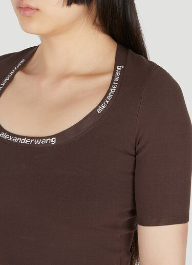 Alexander Wang Logo Trim T-Shirt Brown awg0249036