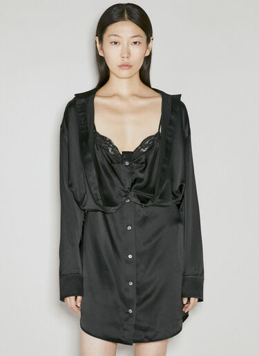 Alexander Wang Layered Button Down Dress With Camisole Black awg0254005