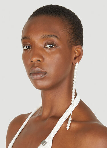 MM6 Maison Margiela Asymmetric Faux-Pearl Earrings White mmm0248026