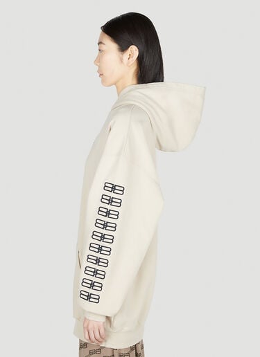 Logo Print Hooded Sweatshirt Balenciaga Logo Print Hooded Sweatshirt Beige bal0251027