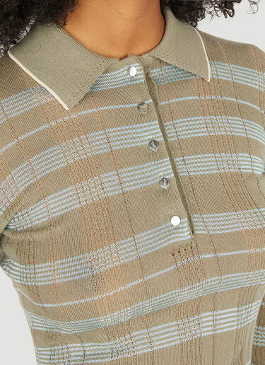 Durazzi Milano Striped Long Sleeve Polo Shirt Green drz0250013