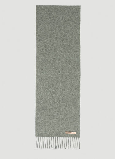Acne Studios Skinny Fringe Wool Scarf Grey acn0253052
