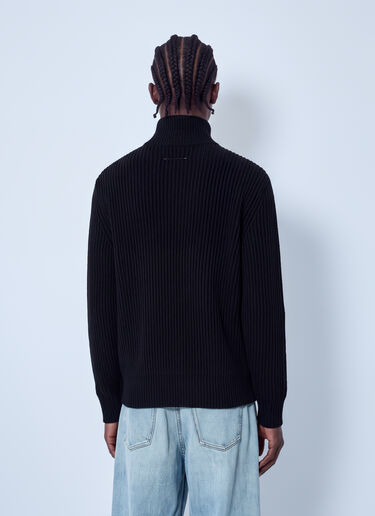 LN-CC® - MM6 Maison Margiela: Ribbed Zip-Up Cardigan - Black MM6 Maison Margiela Ribbed Zip-Up Cardigan Black mmm0165003