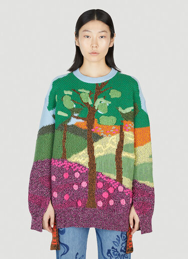 Stella McCartney Tree Of Life Jaquard Knit Jumper Green stm0251004