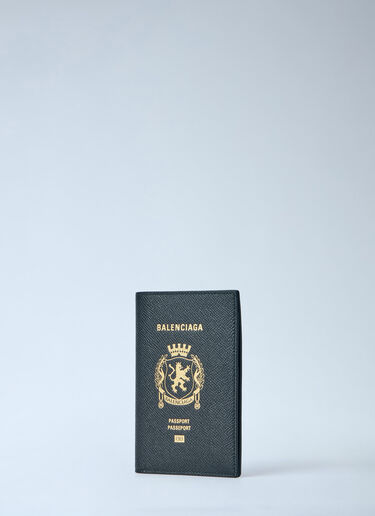 Balenciaga Logo Debossed Passport Holder Black bal0156018