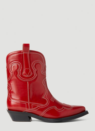 Embroidered Western Boots GANNI Embroidered Western Boots Red gan0252038