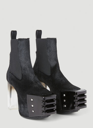 Rick Owens Hairy Platform Heel Boots Black ric0251050