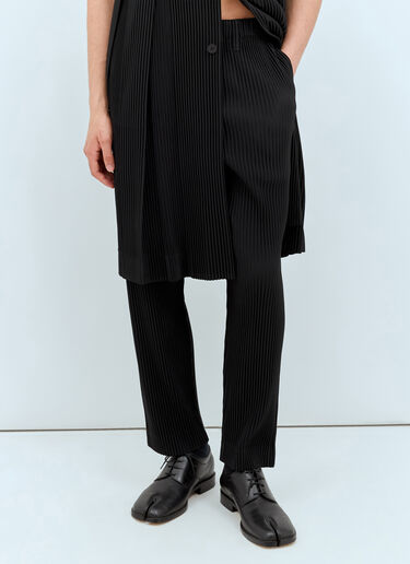 Homme Plissé Issey Miyake 褶裥长裤  黑色 hmp0158009