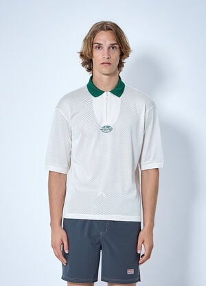 Metalwood Quarter Zip Jersey Polo Shirt White met0164017