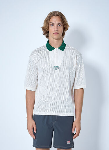 LN-CC® - Metalwood: Quarter Zip Jersey Polo Shirt - White Metalwood Quarter Zip Jersey Polo Shirt White met0164017