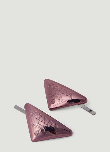 Prada 徽标压花发夹 粉色 pra0252041