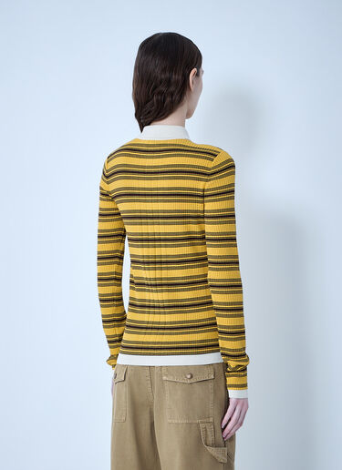 Moncler Striped Button-Down Cardigan Yellow mon0264031