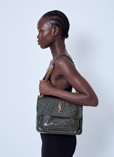 Saint Laurent Medium Niki Chain Shoulder Bag Dark Green sla0264008