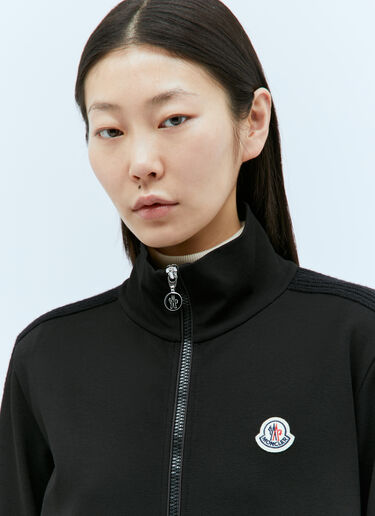 Moncler Logo Patch Zip-Up Sweatshirt Black mon0257046