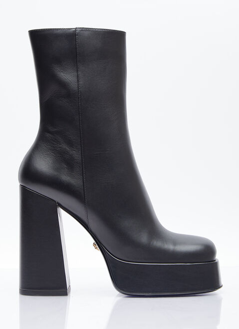 Versace Aevitas Single Platform Leather Boots Black vrs0249016