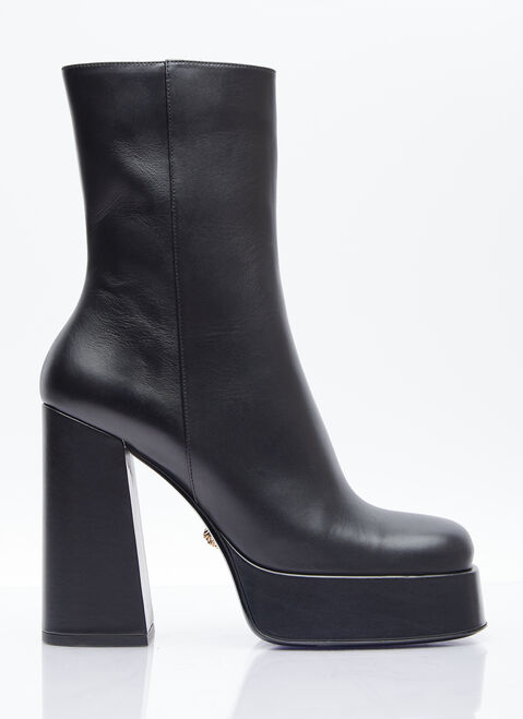 Versace Aevitas Single Platform Leather Boots Black vrs0254016