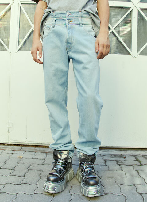 Vetements Double Waist Denim Jeans Light Blue vet0154008