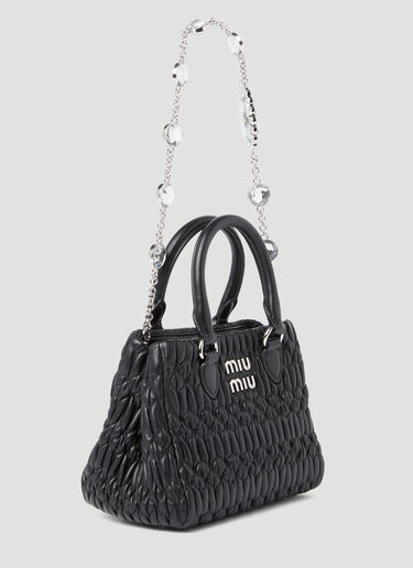 Miu Miu Miu Crystal Leather Handbag Black miu0254069