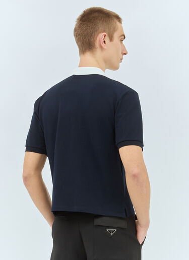 Miu Miu Logo Embroidery Polo Shirt Navy miu0359004
