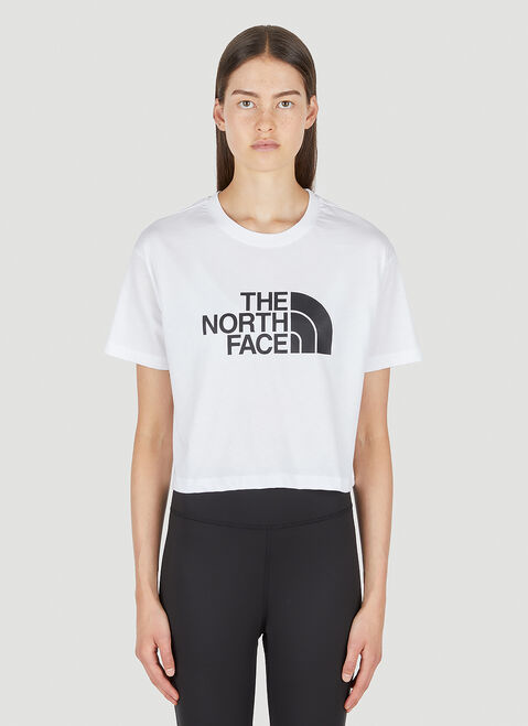 The North Face 로고 프린트 크롭 티셔츠 화이트 tnf0250006