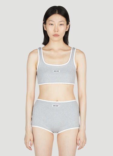 Logo Rib Crop Top Miu Miu Logo Rib Crop Top Grey miu0254028