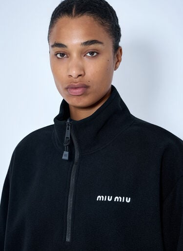 LN-CC® - Miu Miu: Half-Zip Fleece Sweatshirt - Black Miu Miu Half-Zip Fleece Sweatshirt Black miu0366005