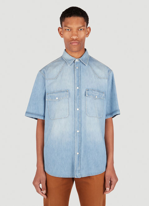 Tekla Logo Patch Denim Shirt White tek0353012