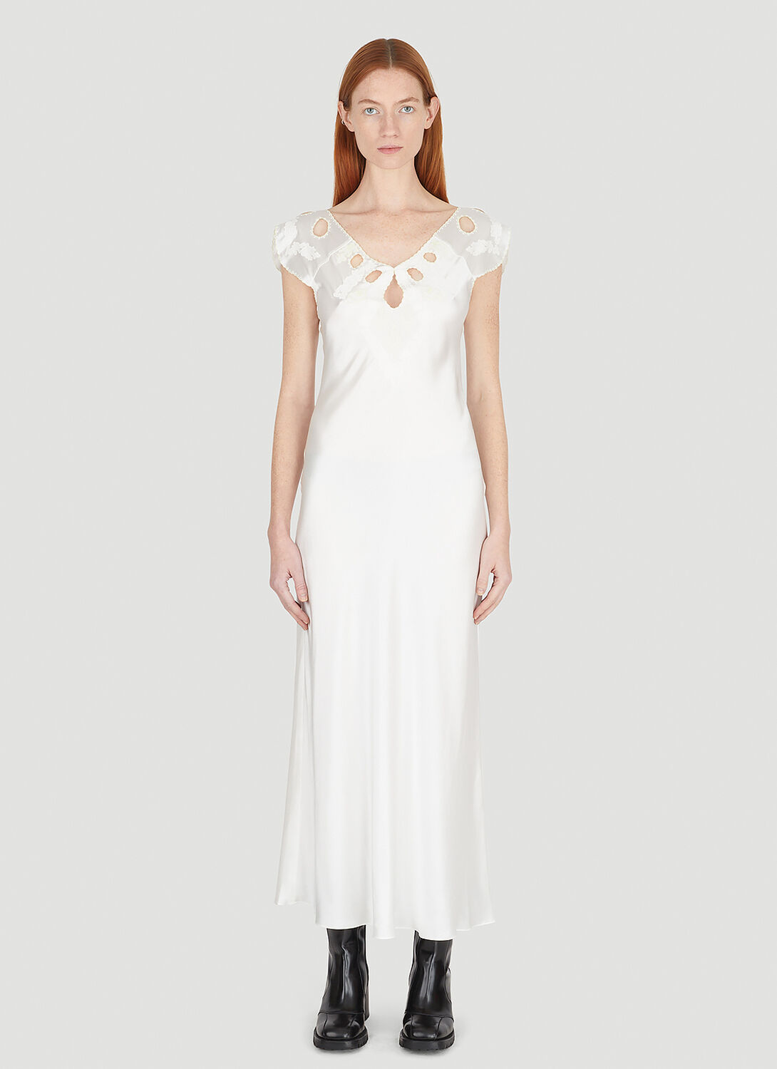 Marc Jacobs Embroidered Keyhole Slip Dress In White | ModeSens