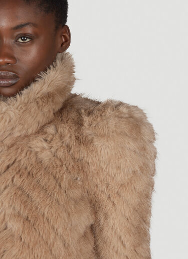 Balenciaga Round Shoulder Quilted Faux-Fux Coat Camel bal0254010