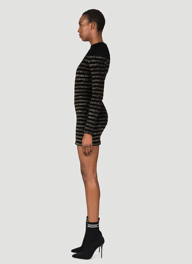条纹平纹针织迷你连衣裙 Balmain 条纹平纹针织迷你连衣裙 黑色 bln0253013