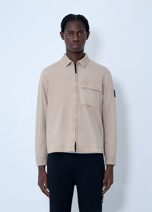 Stone Island Logo Patch Overshirt Beige sto0164043