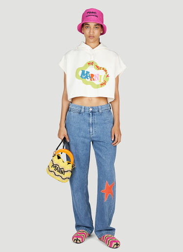 Ouroboros Snake Cropped Hooded Sweatshirt Marni x No Vacancy Ouroboros Snake Cropped Hooded Sweatshirt White mvy0253008