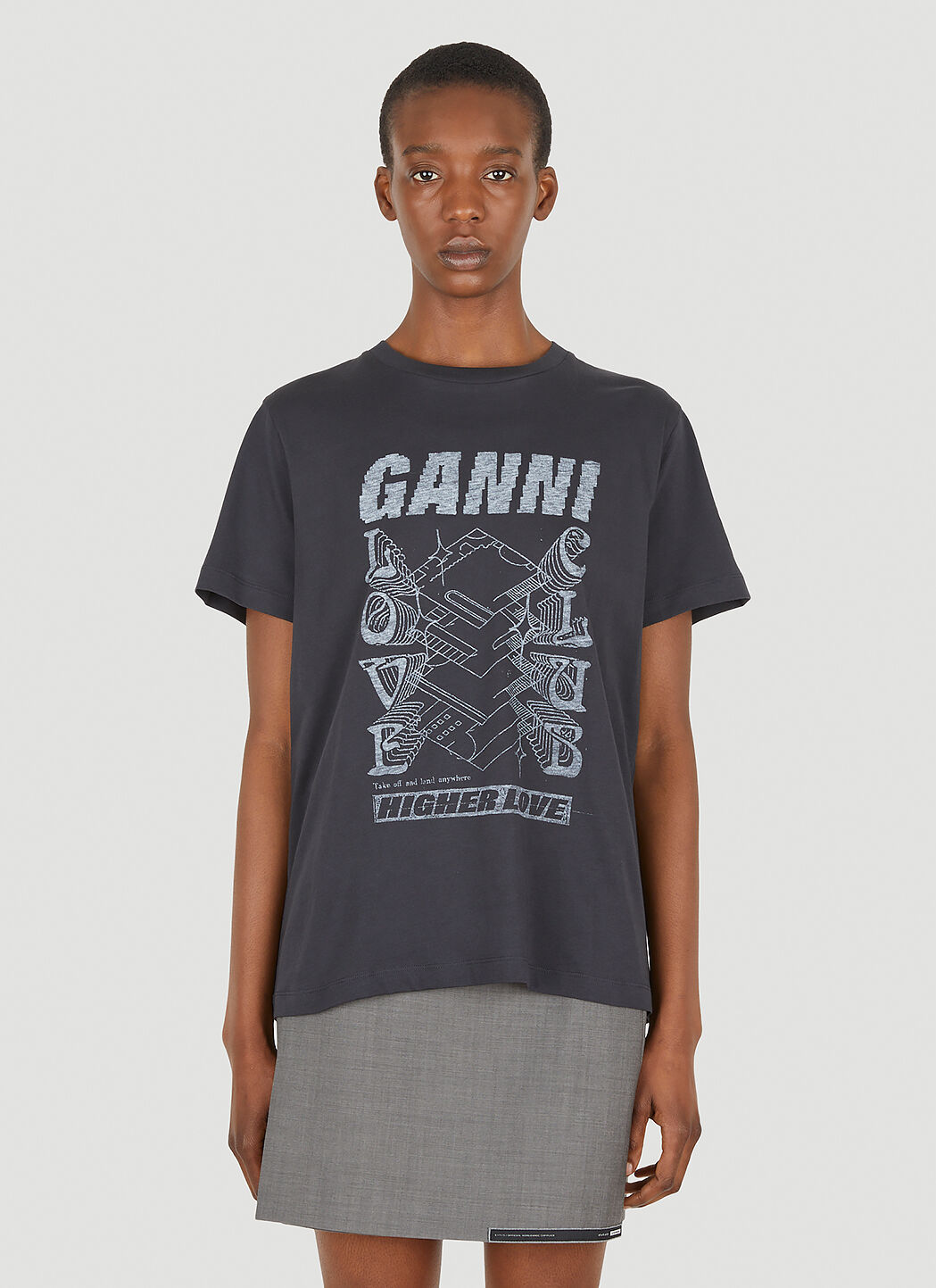GANNI Higher Love T Shirt in Black LN CC