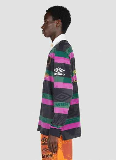 Aries x Umbro 스트라이프 프린트 럭비 셔츠 블랙 aru0153006