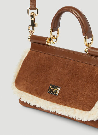 Dolce & Gabbana 시실리 스웨이드 스몰 핸드백 브라운 dol0254014
