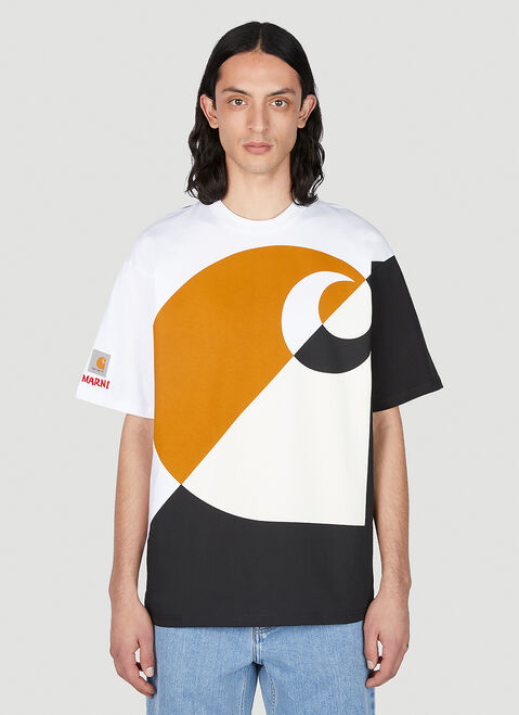 Marni x Carhartt 컬러 블록 티셔츠 그린 mca0150013