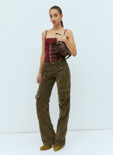 Blumarine Buckle-Strap Corset Top Burgundy blm0254004