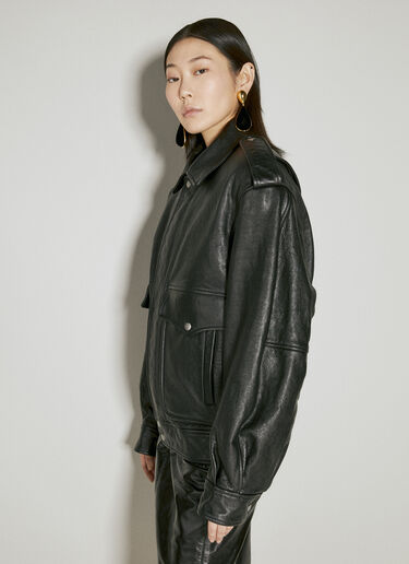 Saint Laurent Oversized Leather Jacket Black sla0254034