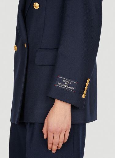 Gucci 徽标贴饰双排扣西装外套 藏青色 guc0251041
