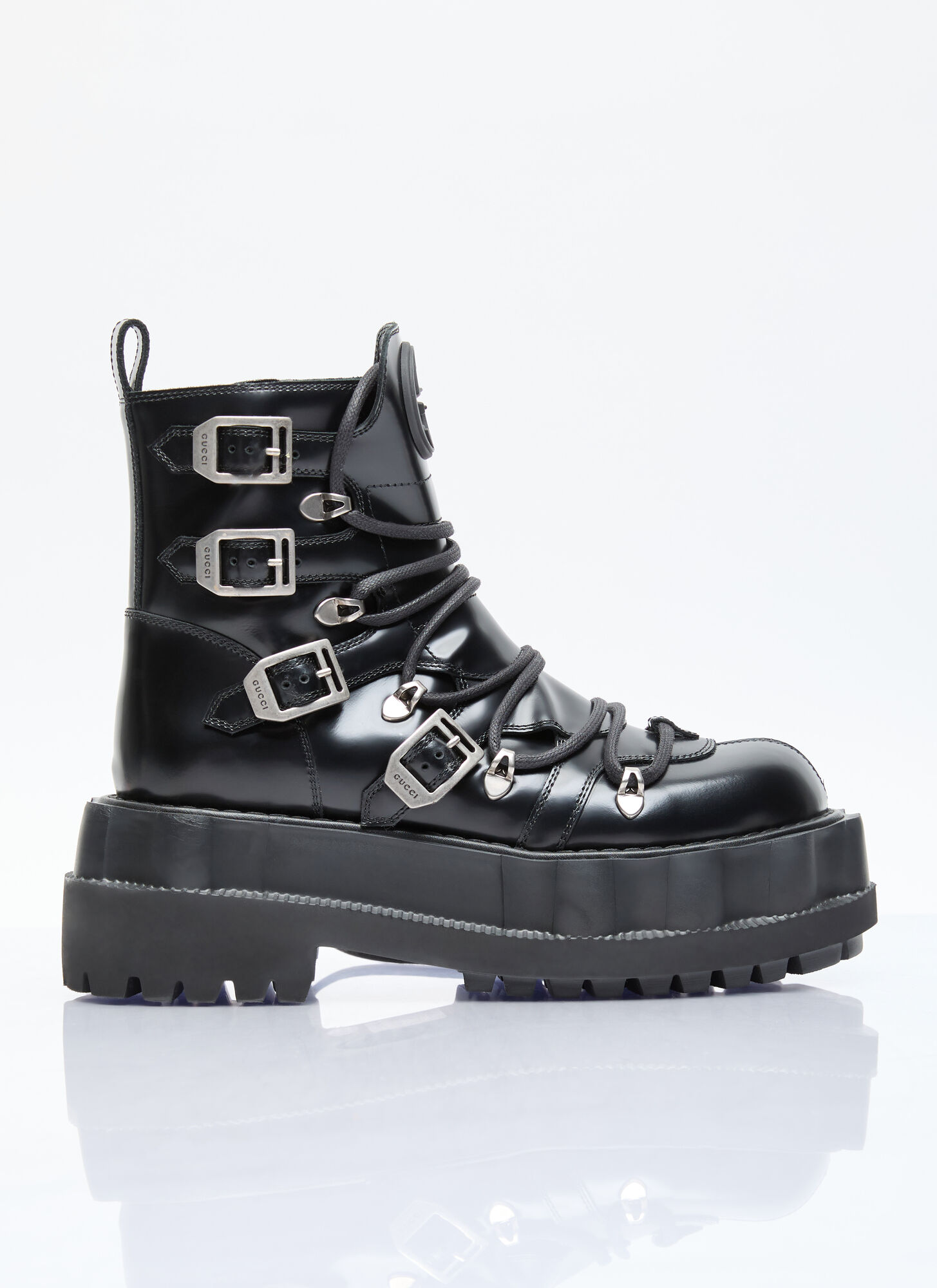 Shop Gucci Leather Maja Boots In Black
